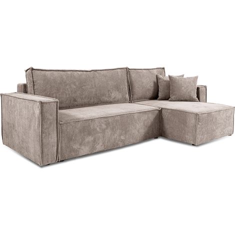 Ezekiel Ecksofa, umkehrbar, umwandelbar, 3-Sitzer, Cord, Taupe