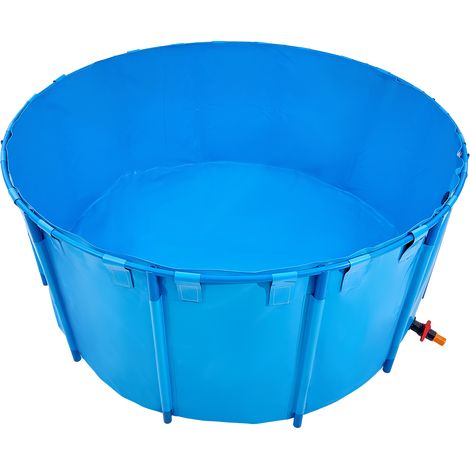 Mophorn Fischteich aus PVC mit 5000 L Fassungsvermögen, faltbares rundes Aquarium mit robustem Rahmen und Ablassventil, ideal für Aquakultur, Koi-Zucht und Bewässerung (blau)