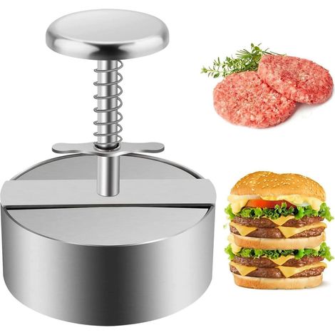 Prensa para Hambúrguer Recheado Aço Inoxidável 304 Antiaderente Ajustável para Grelha e Churrasco (1/5)
