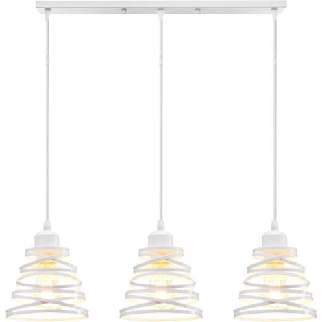SABIR Suspension 3 barres lumineuses rétro en forme de branche, éclairage industriel rétro, restaurant, chambre à coucher, blanc (1/5)