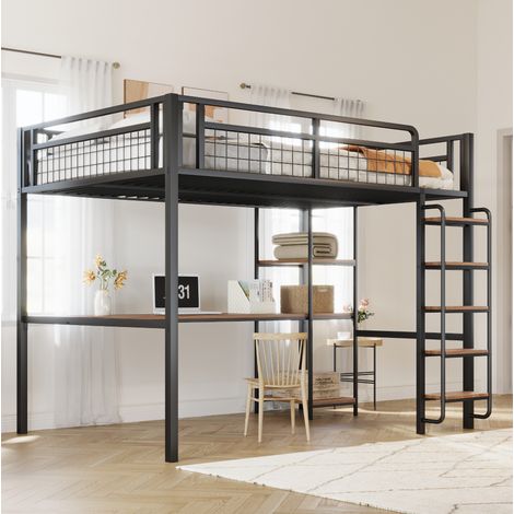 Bett Hochbett mit Stauraum 140x200 Metall OKMYHOME (1/5)