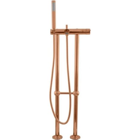 Mitigeur baignoire sur pied SEINA en laiton rose gold brossé H. 106 cm (1/4)
