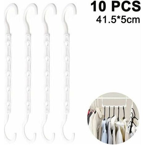 10 Pack Space Saving Magic Hangers, Space Saving Smart Closet Organizer Hangers with Sturdy Plastic for Heavy Duty Clothes - White (1/4)