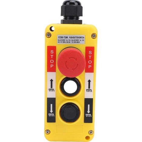 Contrôleur de palan de grue, interrupteur à bouton-poussoir, résistant à l'eau, 2 touches, télécommande industrielle IP68 avec arrêt d'urgence (1/5)