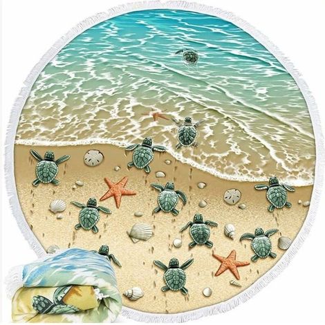 Serviette de plage - OKUMGGYJ - 150 cm - Microfibre - Séchage rapide - Résistante au sable (1/5)