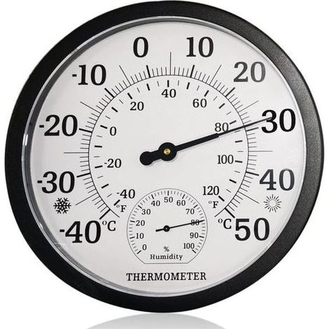Grand thermomètre 2 en 1 pour l'intérieur et extérieur - Analogique - 25,4 cm - Avec hygromètre (1/5)
