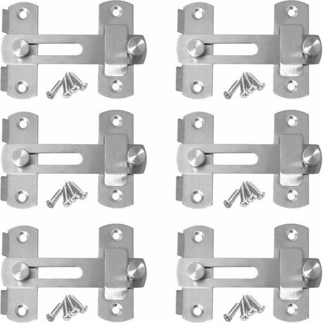 6pcs Loquets de Porte en Acier Inoxydable, Serrure de Porte de Sécurité, Loquet de Porte Avec Vis pour Cabine,Porte,Armoire,Tiroir,Les Fenêtres - Argent (1/5)