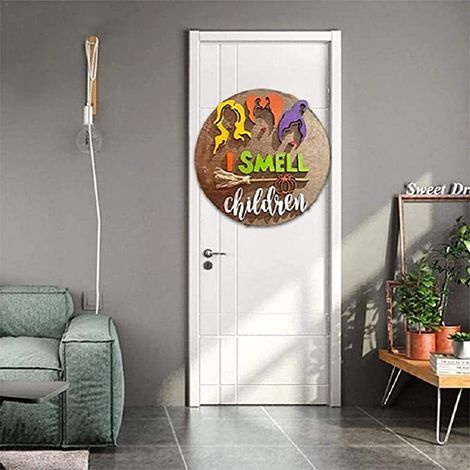 Plaque de porte en bois 3D à suspendre pour Halloween : Hocus Pocus, décoration créative pour une fête d'Halloween (1/5)