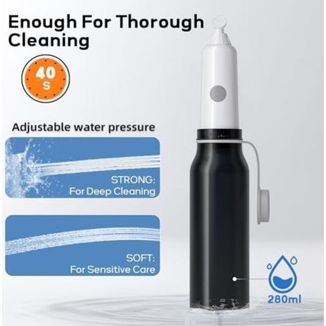 Bidet Électrique Portable, Douchette WC 3 Jets, Pression Réglable & Rechargeable, Hygiène Intime, Postnatal, Hémorroïdes, Noir (1/3)