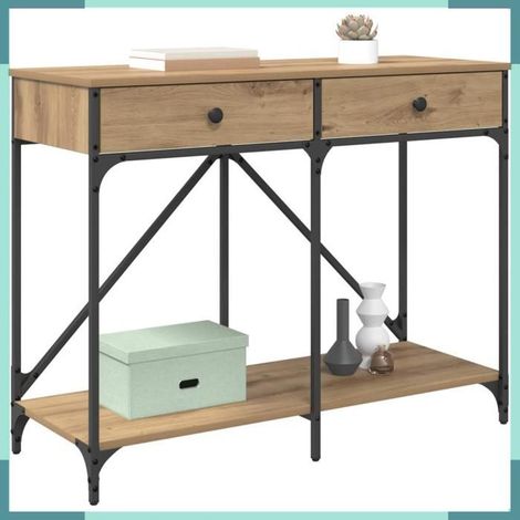 Table console avec tiroir - 882807 - Chêne artisanal - Bois d'ingénierie - 100 x 39 x 78,5 cm (1/5)