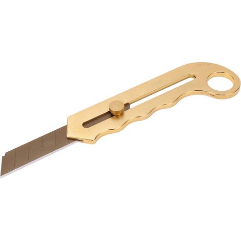 Couteau à lame rétractable en cuivre massif, robuste, doré, pour découpe de papier peint, usage intensif (1/5)