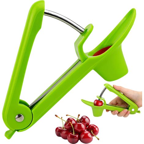 Dénoyauteur à cerises et à olives, Dénoyauteur de Cerises Manuel, Cherry Pitter, Denoyauteur Cerise Et Prune, dénoyauteur en acier inoxydable, pour Enlever Olives, Cerises, Dattes Rouges (1/5)