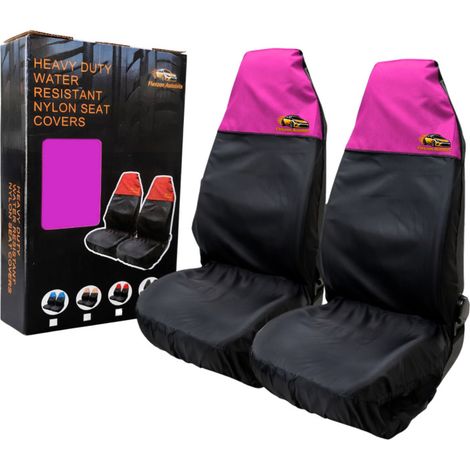 2er-Set universelle, wasserdichte Nylon-Sitzschoner für Autositze – schwarz-rosa
