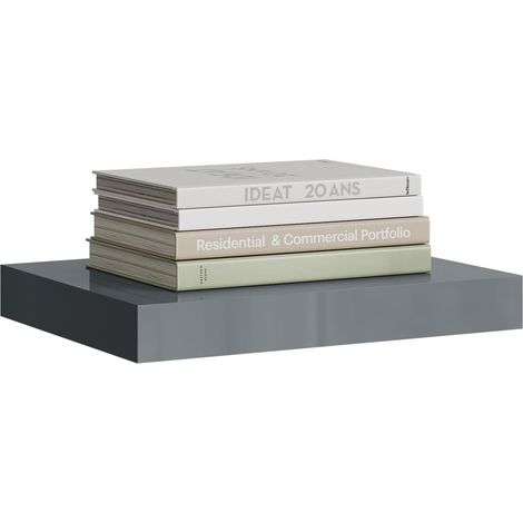WOLTU Estante de pared con soporte metálico invisible, gris brillante 30x22,9x3,8 cm