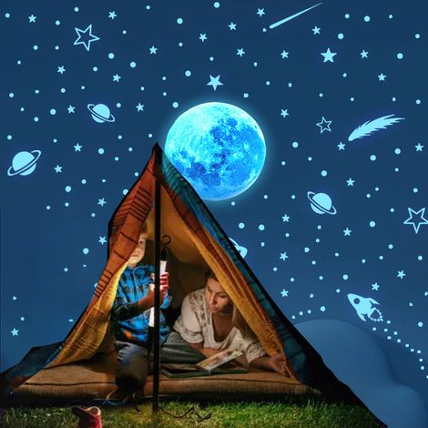1 lot Autocollants muraux, étoiles phosphorescentes 3D, planètes lumineuses vinyle, décoration chambre enfant salon(Q3 : Nouveaux produits pour le mois d'août) (1/5)