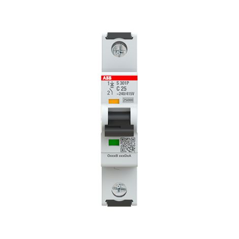 S300P-Disjoncteur 1P-25A-Courbe C-Pdc 25000A-230VAC 25kA-60VDC 25kA-1 module 2CDS381001R0254 ABB A908035