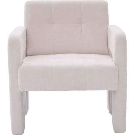 ELVMI Poltrona con Braccioli Ergonomici, Design Minimalista per Soggiorno o Ufficio, in Ciniglia, Beige (1/5)