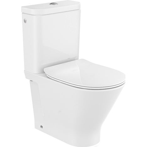 Roca – Pack WC suspendu sans bride – Sortie duale – Abattant slim frein de chute – Réservoir 3/4,5L – Fixations au sol fournies