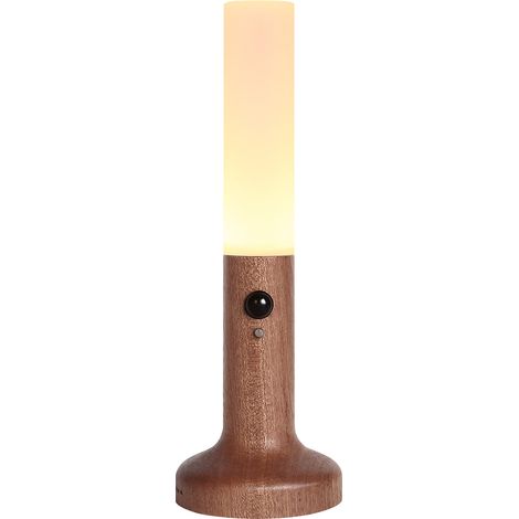 Ortviai Lampe de nuit intelligente avec capteur de mouvement en bois massif, rechargeable, lumière chaude 2700–3000 K, montage mural ou sur table (1/4)