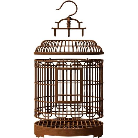Cage à Oiseaux Vintage en Plastique Grand Format Ronde pour Perruches et Perroquets, Volière Portable Extérieure Espace Spacieux, Nid Intégré, pour Transport et Voyage (1/5)