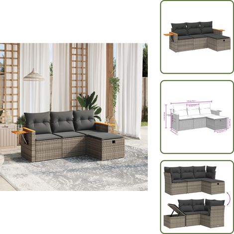 Arredamento da esterno - vidaXL Set Divani da Giardino 4 pz con Cuscini in Polyrattan Grigio - Divano da patio