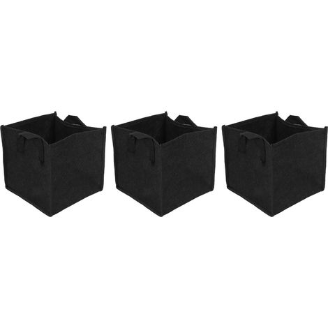 3-teiliger Pflanzsack mit Griffen, schwarz, quadratischer Filz, Gemüsegartentopf 19,5 x 19,5 x 20 cm (1/5)