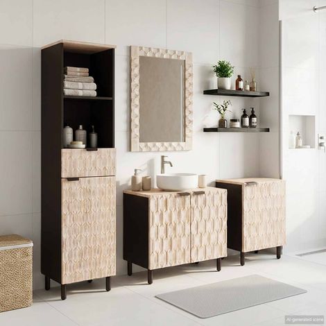 vidaXL Set da Bagno con cassetto 4 pcs Finitura Bianco Lavato