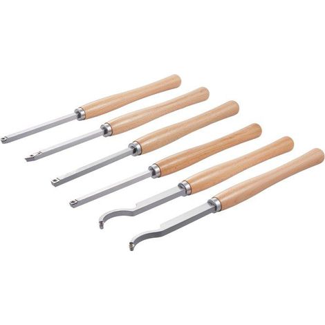 Outils de tournage pour tour à bois - 6 pièces - Lames rondes, carrées et diamantée - Lames en carbure (1/5)