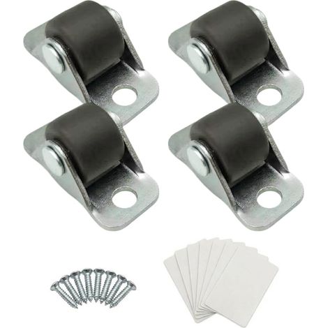 4 Pièces Roulettes en Caoutchouc, Mini Meubles, 8 Tampons Adhésifs et 10 Vis, Sans Perçage et Vissable, Plaque Supérieure en Acier, Métallique Fixe Petits Appareils, Projets DIY (1/5)
