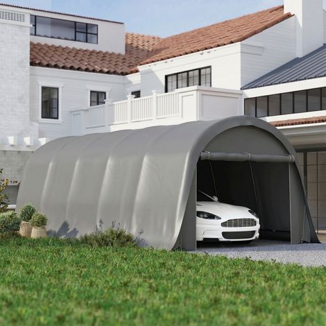 Carport tente de garage 3.6 x 7.2 m abri voiture extérieur tente de stockage avec parois latérales amovibles. gris foncé