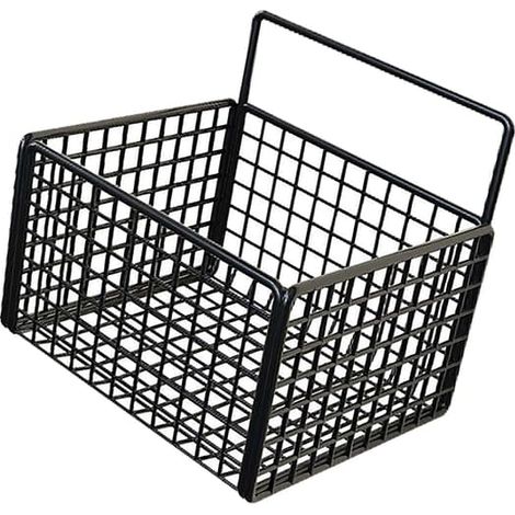 Panier mural auto-adhésif en fil métallique, sans perçage, pour rangement suspendu dans la cuisine, le garde-manger ou la salle de bain, noir. (1/5)