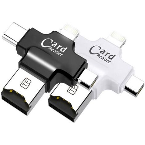 4-in-1 Microsd Android Ios Windows Pc Card Reader Fat32 White (1/5)