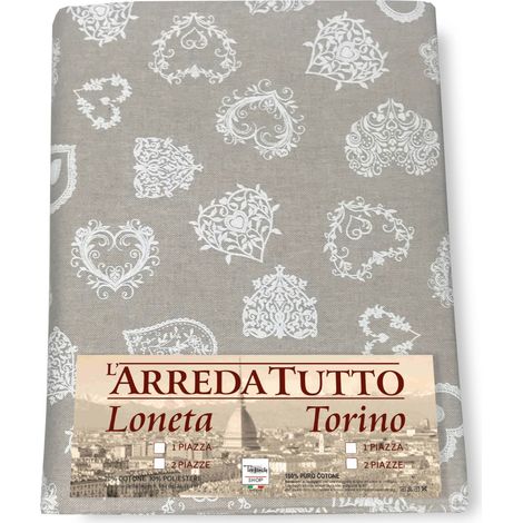 TELO ARREDO copritutto GRAN FOULARD copriletto COPRIDIVANO tessuto DORY CUORE BIANCO 1 PIAZZA