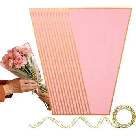 Sacs À Bouquet 50 Pièces 28 x 46 x 9 cm Transparent Avec Ruban Kit Sac À Bouquet Et Manchons Floraux Pour Femme, Épouse, Fille, Mariage, Anniversaire, Fête Des Mères, Remise De Diplôme (1/5)