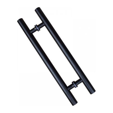 Poignée de porte coulissante, double face en forme de H, poignée de porte battante robuste, noire Longueur 500 mm Espacement des trous 300 mm (1/4)