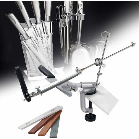 Affilacoltelli professionale con 4 mole, affilacoltelli ad angolo fisso Pro Rotation Rx-008, set di utensili professionali per affilatura da cucina (1/5)