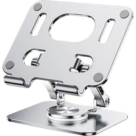 Support Pour Ordinateur Portable - Rotatif 360 Degres - Double Axe Metal - Compatible 4 7 A 12 Pouces - Pliable Entierement - 1 Piece (1/5)