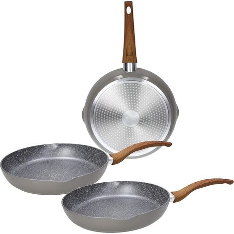 Set 3 Padelle Antiaderenti Natural Love con Becco anche Induzione 20 + 24 + 28 cm (1/2)
