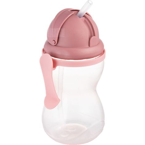 Botella con tubo de silicona plegable de 370 ml, color rosa, Canpol. (1/4)
