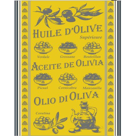 Torchon en coton huile d’olive Jaune 50x70 cm (1/2)