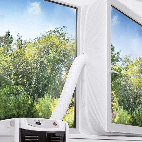 Kit Fenêtre Climatiseur Mobile Anti Moustiques Étanche Arrêt Air Chaud Fenêtres Battants 300cm Blanc (1/4)