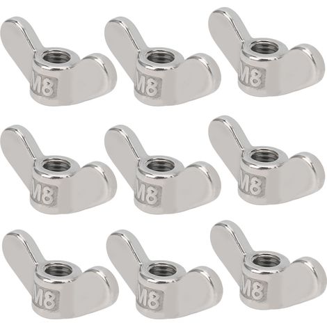 Écrous papillons M8 ailes inox 304, lot de 10 pièces, fixation boulonnerie, accessoire quincaillerie résistant corrosion (1/5)