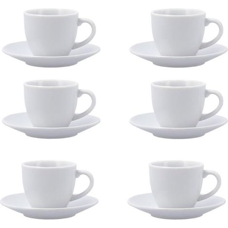 TAZAS CAFE 9 CL + PLATO PORCELANA NEW RENOVA SET 6