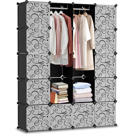 Randaco Armoire Penderie 20/24 Cube Portable Étagère de Rangement, pour Vêtements Chaussures Jouets - Noir(20 cubes) (1/4)