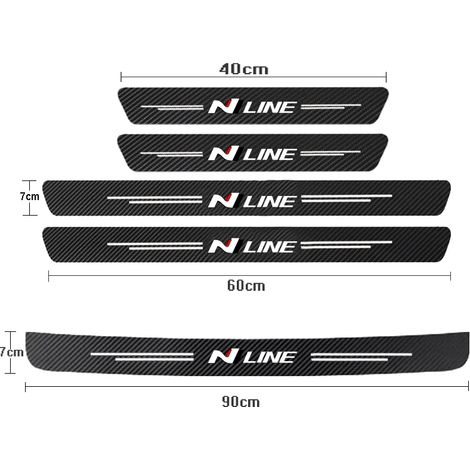 (5 pièces pour la gamme N) Protections de seuil de porte en fibre de carbone pour Hyundai i30 2021,Sonata,Elantra,Veloster,Kona et Tucson (gamme N) (1/3)