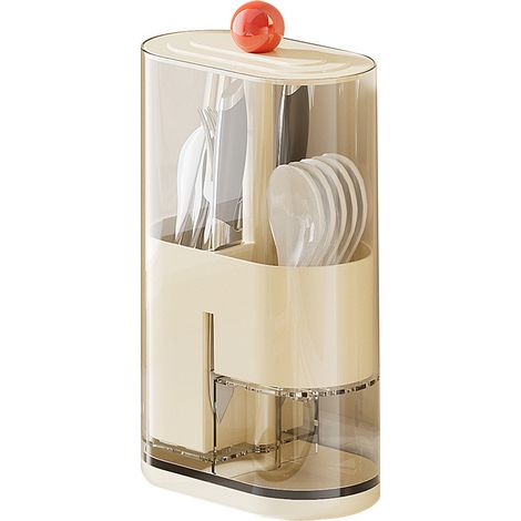 Organizador de utensilios, cesta de almacenamiento de cocina, compartimentos divididos con bandeja de drenaje, soporte multifunción para palillos o para usar en el gabinete.