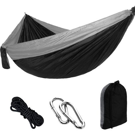 Filiyano-Hamac de voyage ultraléger noir pour le camping - Capacité de charge de 300 kg (1/5)