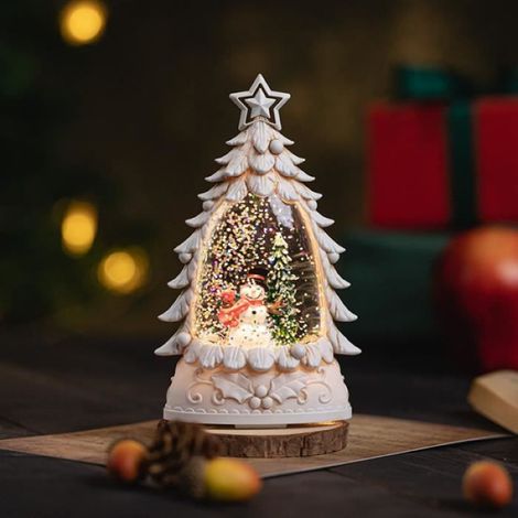 Boule à Neige - Lanterne - Noël - LED - Décoration Intérieure - Verre Blanc (1/4)