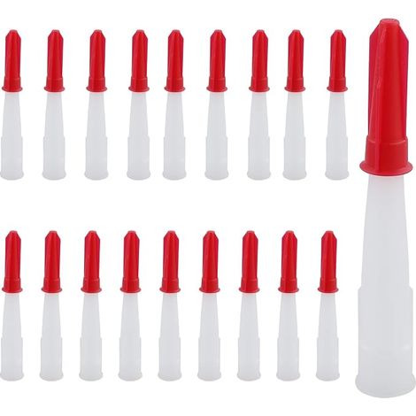 20 Pack Cartridge Tips with Red Nozzle Caps, Clear Silicone Tips, Replacement Tips, Silicone Syringe Tip, Glue Sealant Cartridge Nozzle and Gun (1/5)