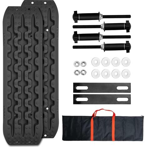 Recovery Track Traction Boards Tire Ladder Track Unlock Board Against Sand, Mud, Snow, Set of 2 Black For Car Off-Road Truck Camper (1/5)
